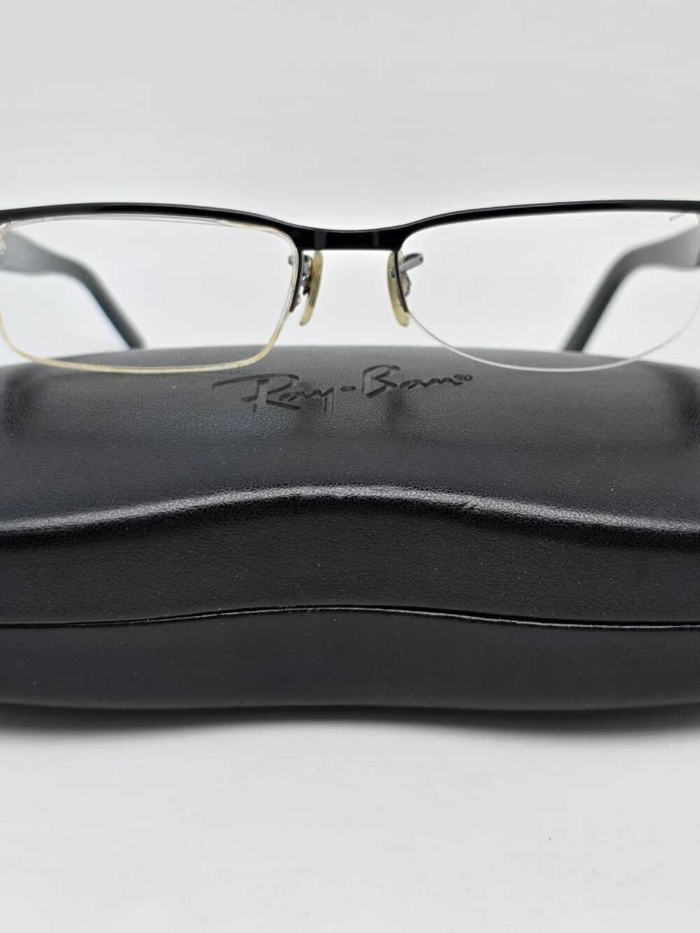 Ray-Ban RB6182 2502 Black Semi Rimless Eyeglasses Frame w/ Flexhinge and Case